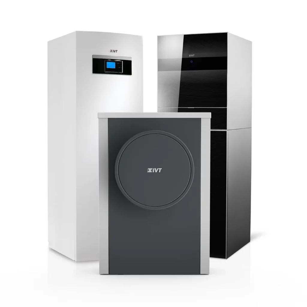 Olika modeller av innedelar från IVT för både luft-luft och luft-vattenvärmepumpar