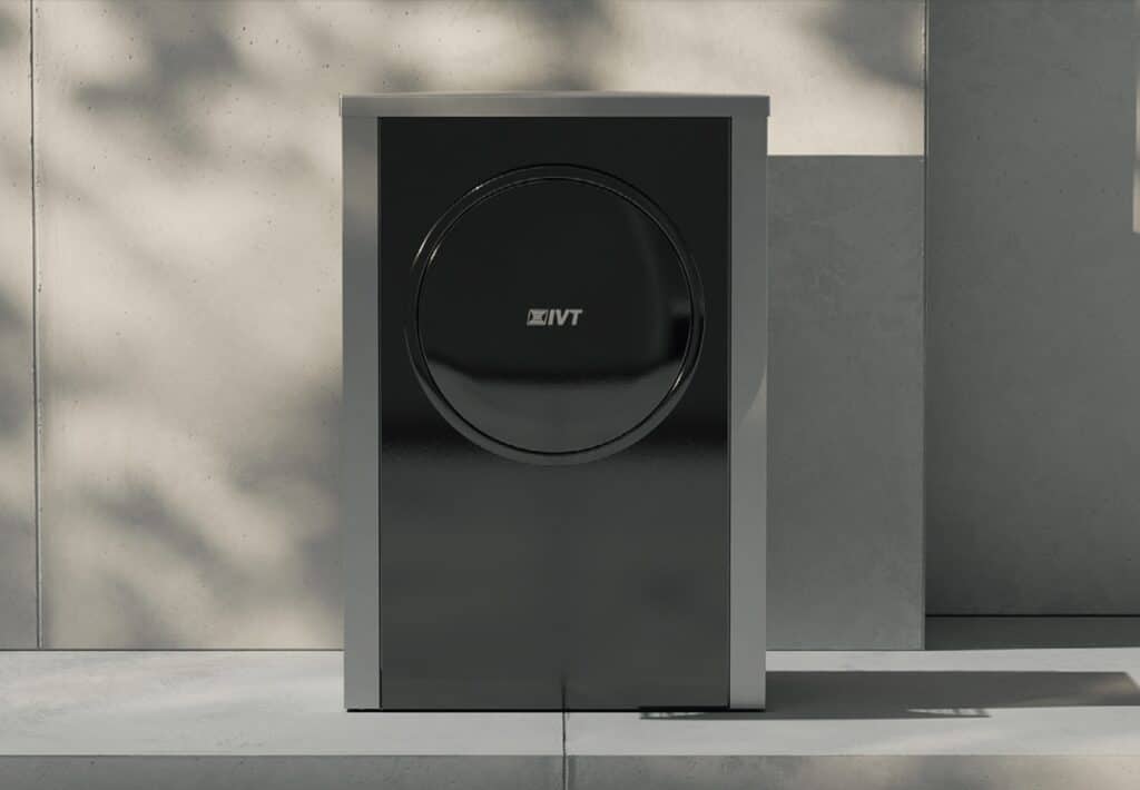 Produktbild på IVT AirX 400S, en kraftfull och tyst utedel för vattenburen värme